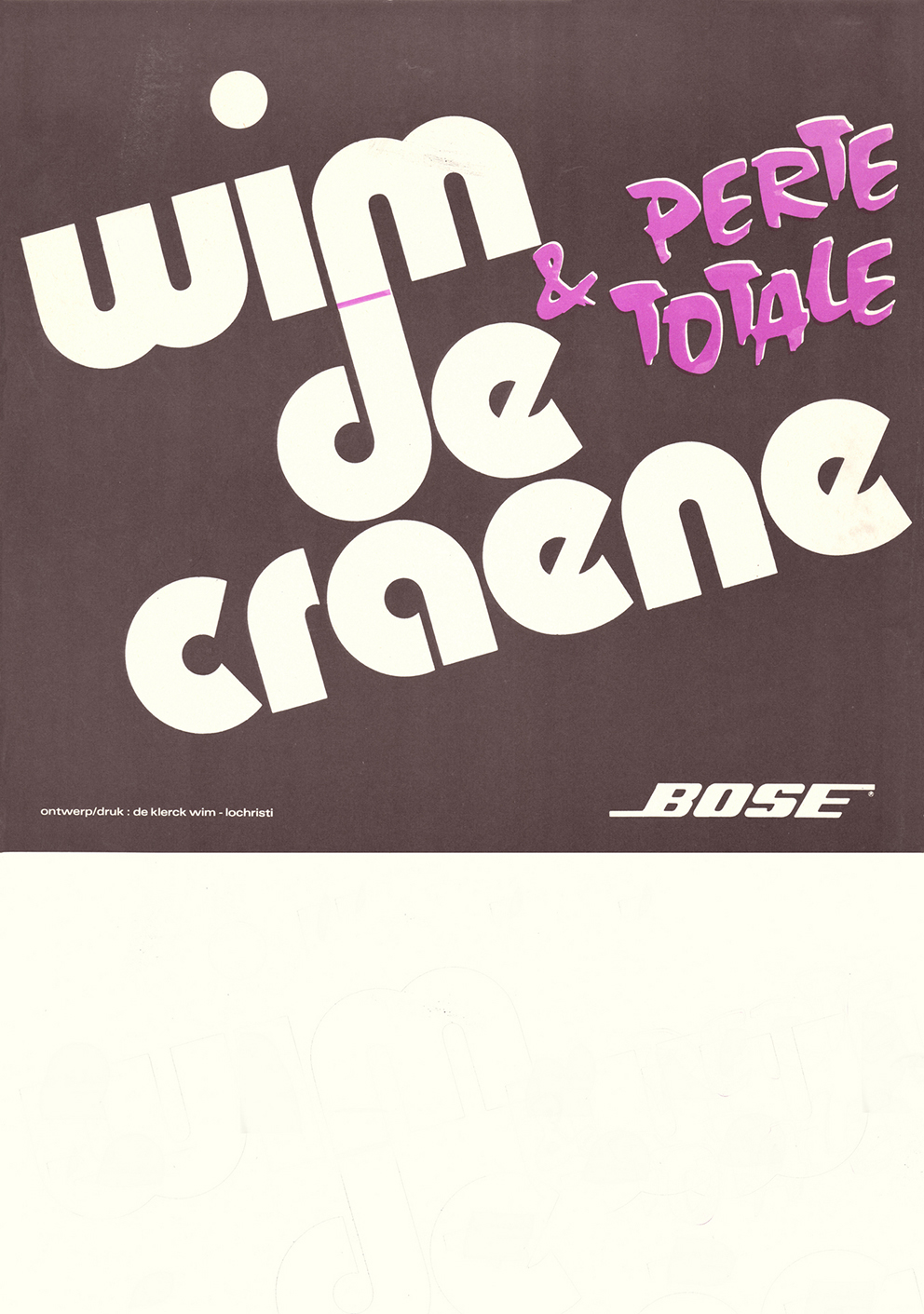 1981  Wim De Craene en  groep Perte Totale concertaffiche
